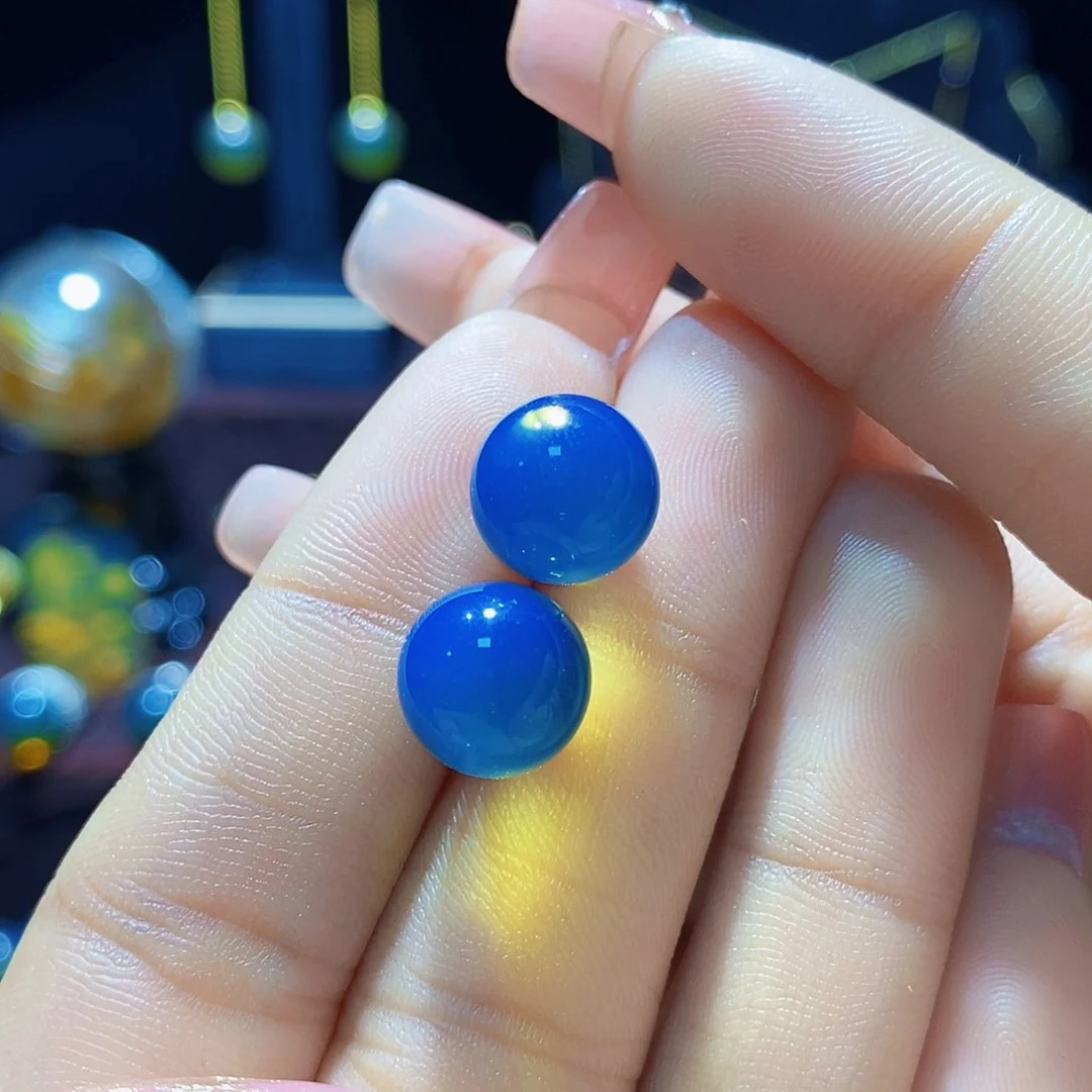 蓝珀耳饰银S925镶嵌尺寸10➕