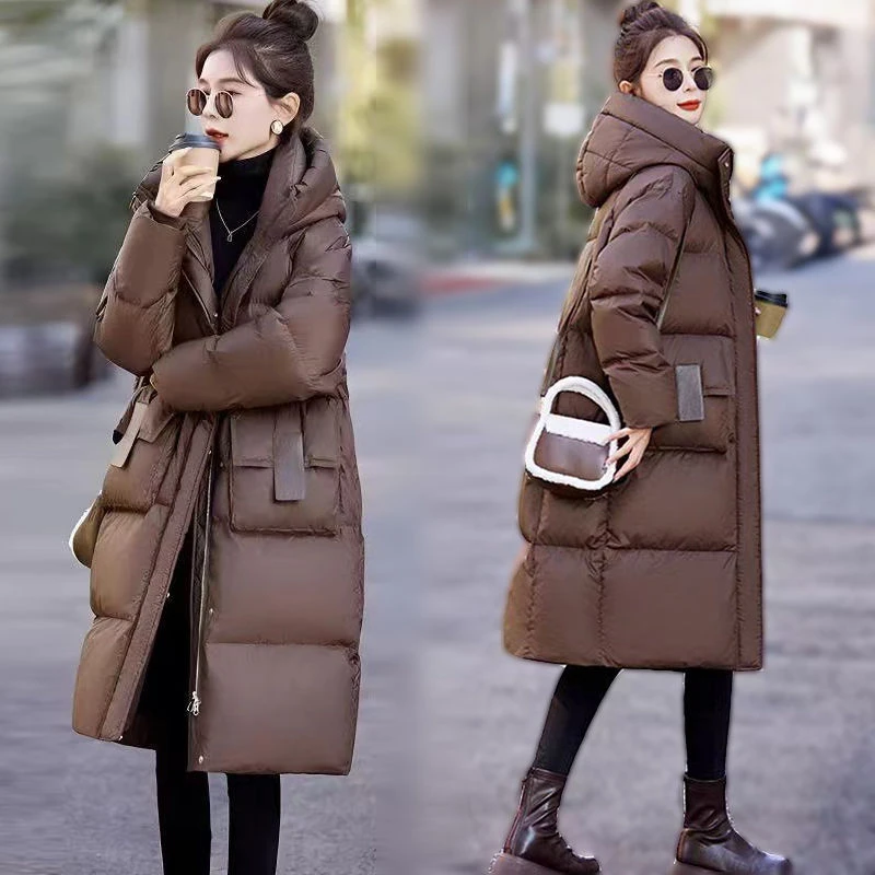 冬季长款厚款棉服棉衣连帽棉袄女装加厚大码韩版宽松外套冬季