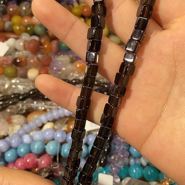 珠宝半成品发晶银S925镶嵌茶晶方糖卡6