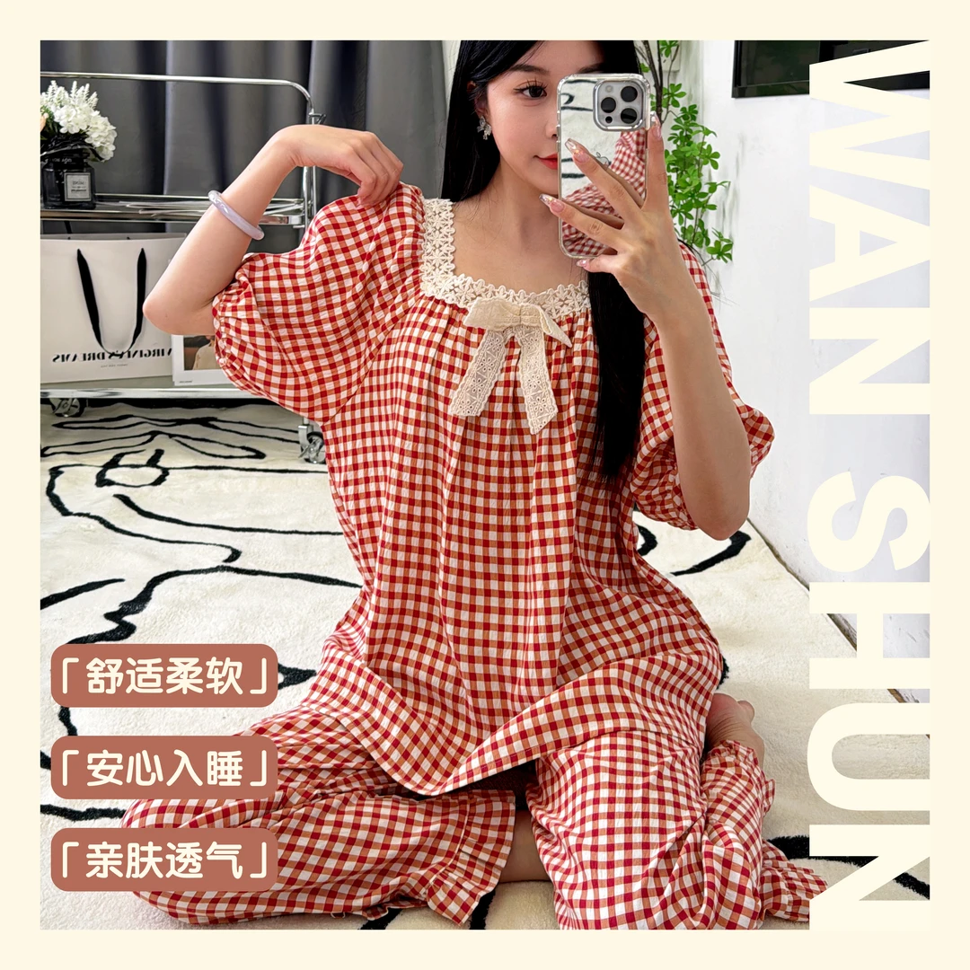睡衣女2025新款甜美三件套短裤宽松时尚休闲女长裤爆款家居服