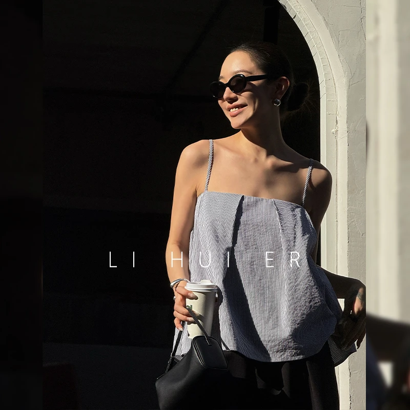 LiHuiEr李慧儿【赫尔辛海岸】夏季低调潮流感百搭吊带上衣JYC423
