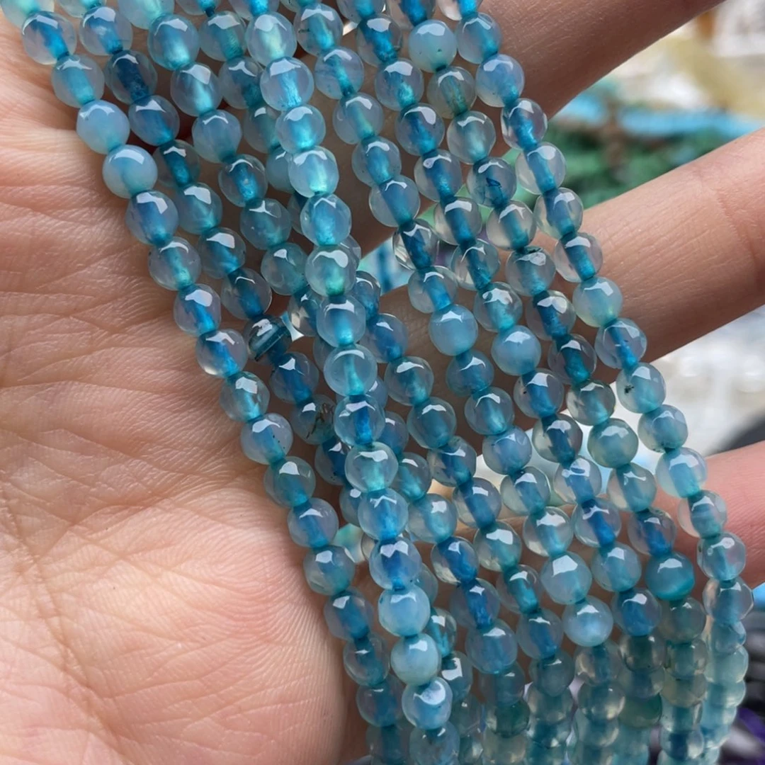 玛瑙/玉髓合金珠宝半成品两条装卡4蓝玛瑙切面珠