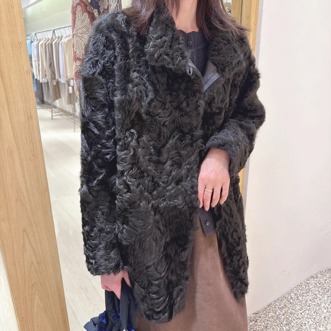 高端定制冬季款羊皮毛一体轻奢保暖自然卷羊毛外套气质中长款大衣