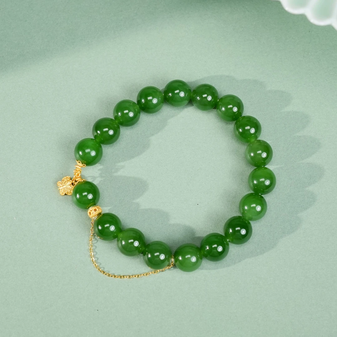 和田玉手串-18K金-约卡9.5mm-GG1325-BK|BHT6