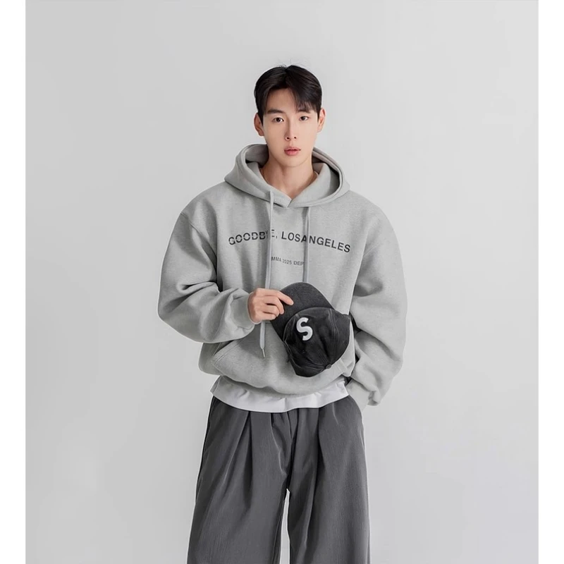 特大码300斤连帽字母印花加绒卫衣男士秋冬美式休闲宽松硬挺外套2