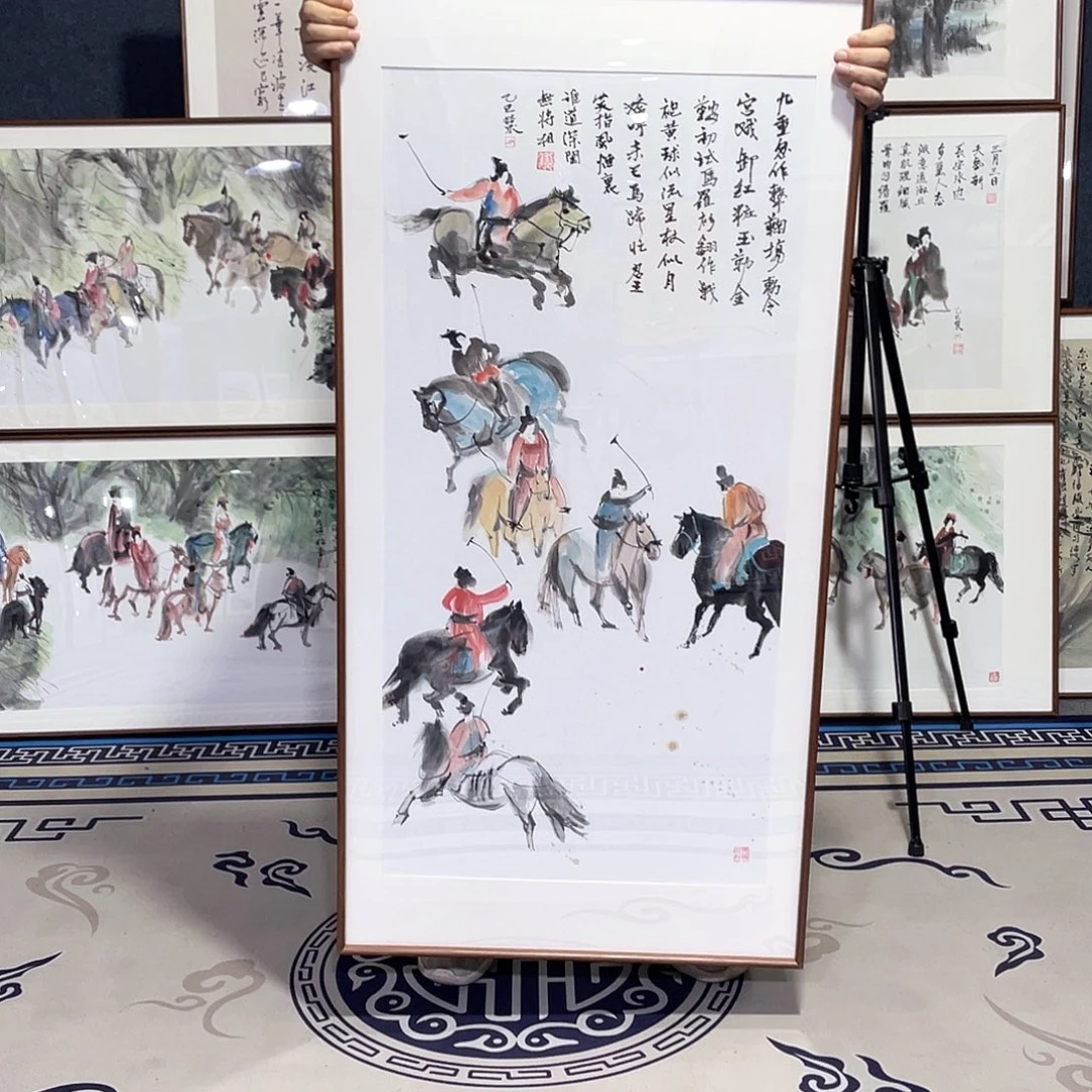 国画手绘画作品带框60/120