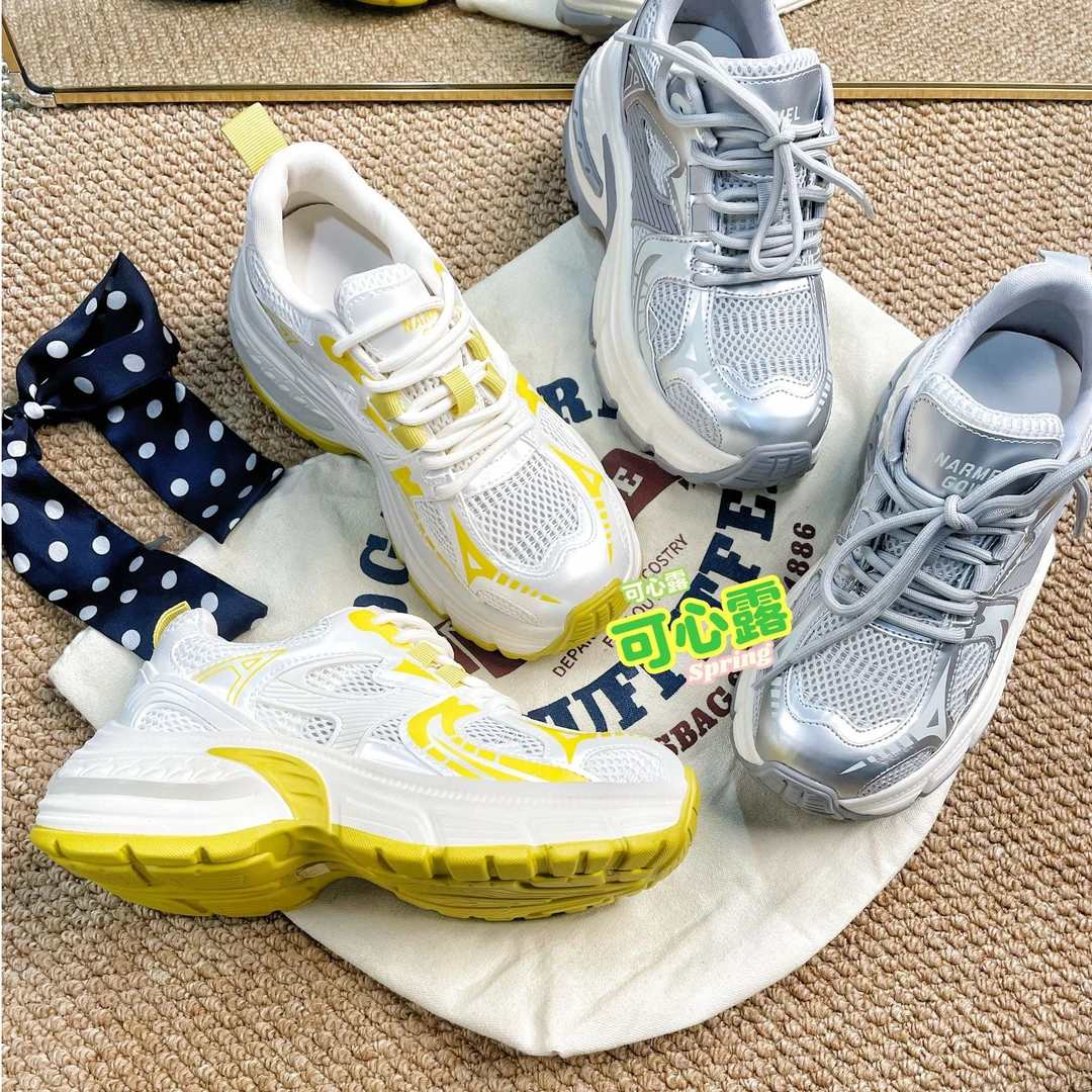 小码老爹春夏新款透气运动夏天2025穿网红百搭女运动休闲鞋厚底