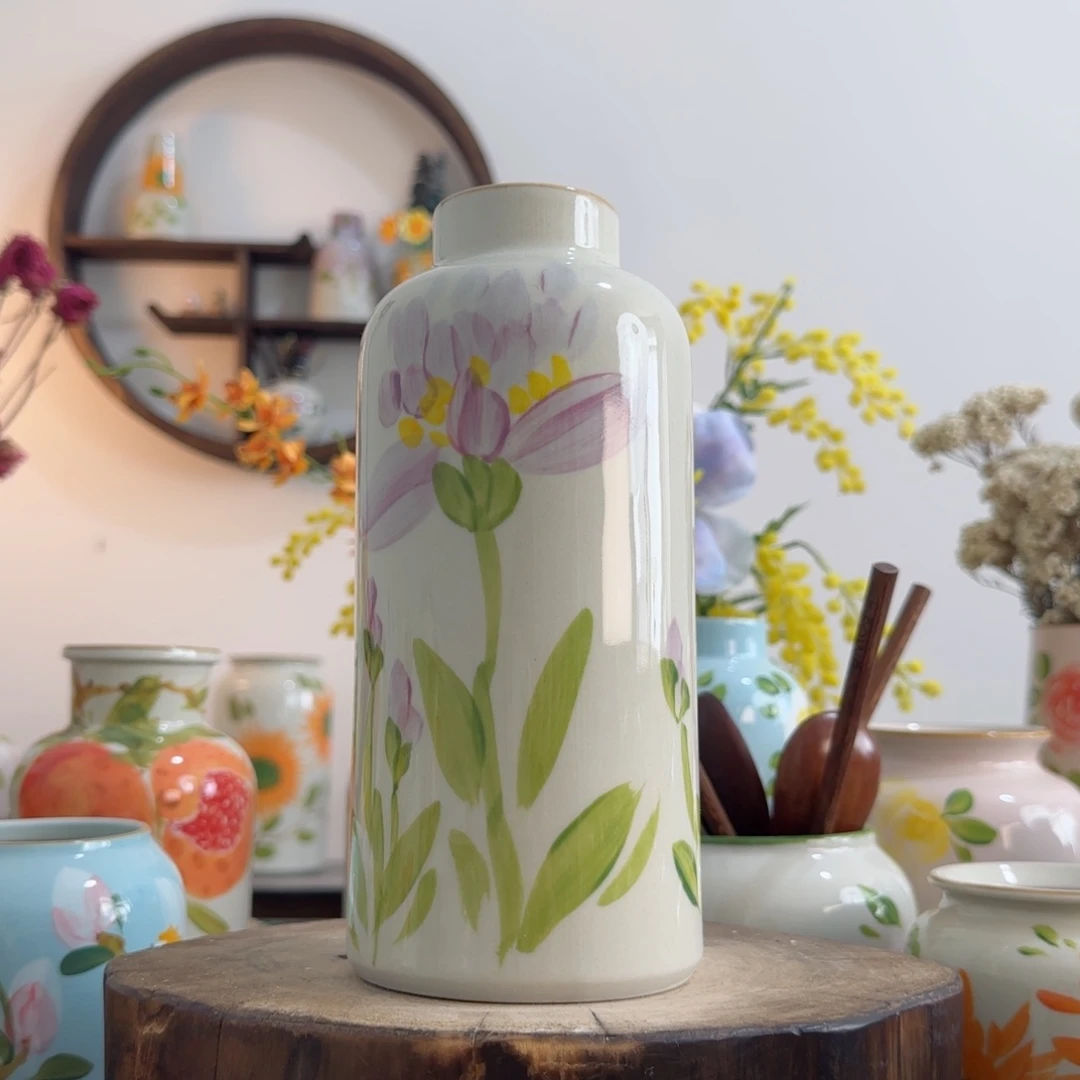摆件景德镇手绘陶瓷花瓶摆件无孔