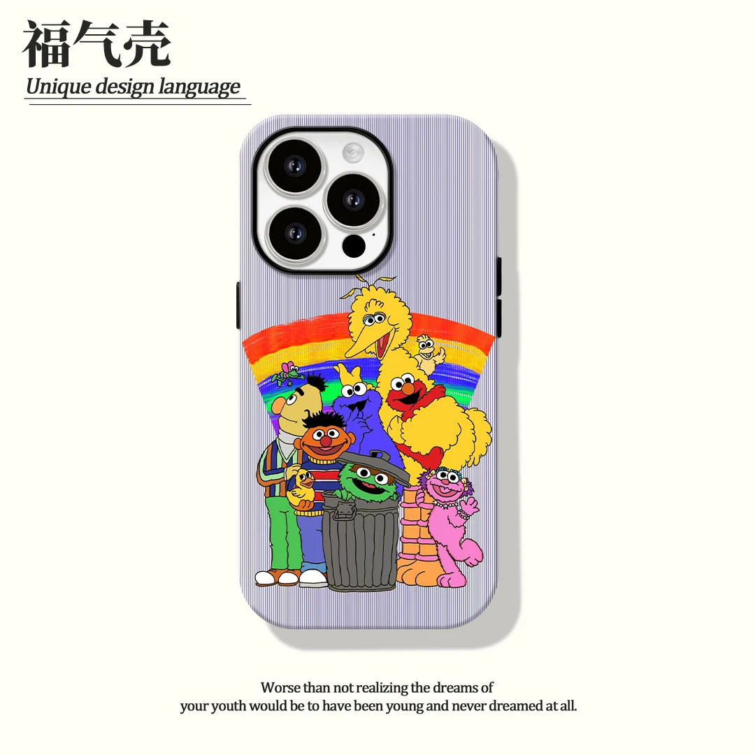 芝麻街菲林二合一适用苹果16promax华为vivo小米oppo手机壳