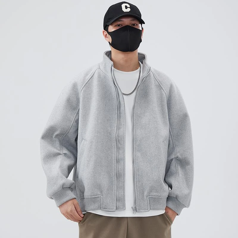 杜拉妮毛呢夹克男秋冬季短款2025年新款宽松潮流休闲立领男式夹克