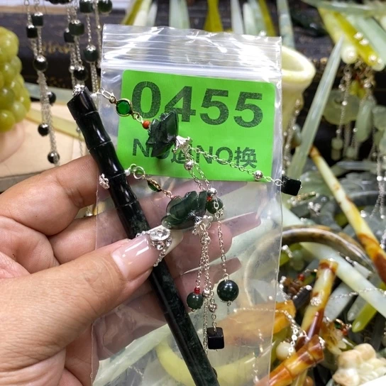 云***夜蛇纹石玉未镶嵌发簪