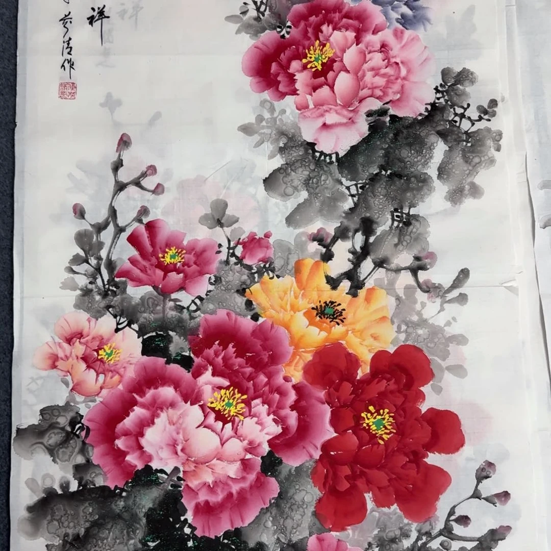 国画尺寸70X140手绘作品
