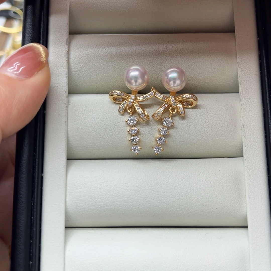 海水珍珠耳饰银S925镶嵌