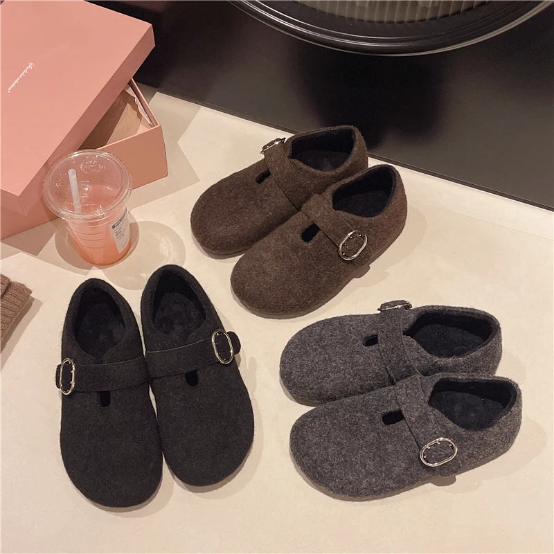 3cm 绒面勃肯鞋女2025新款秋季平底玛丽珍鞋复古配裙子法式单鞋