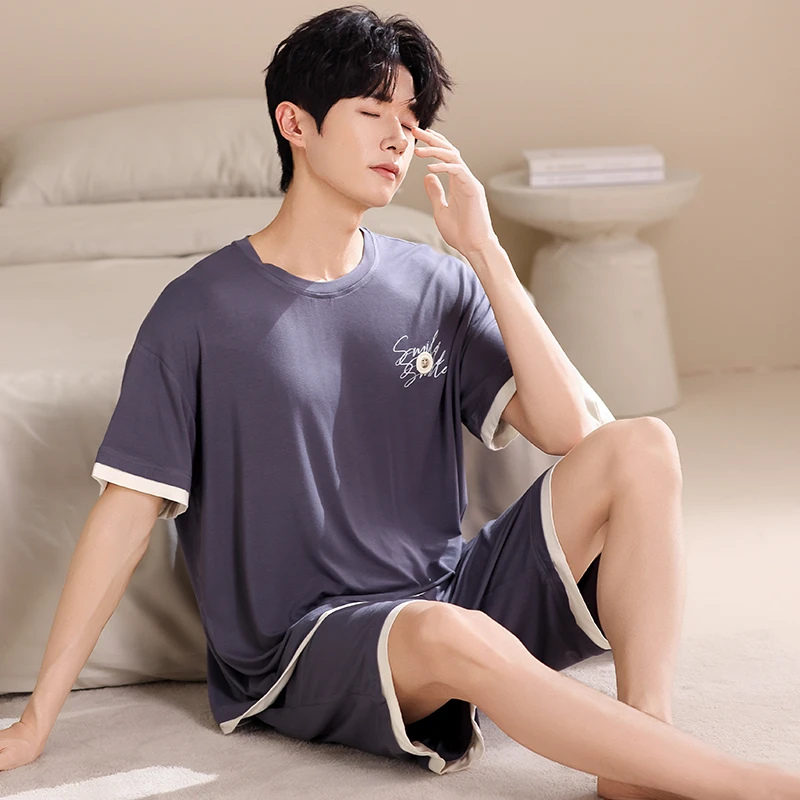 2025夏季新款短袖睡衣男凉感莫代尔薄款夏天宽松休闲男士家居服