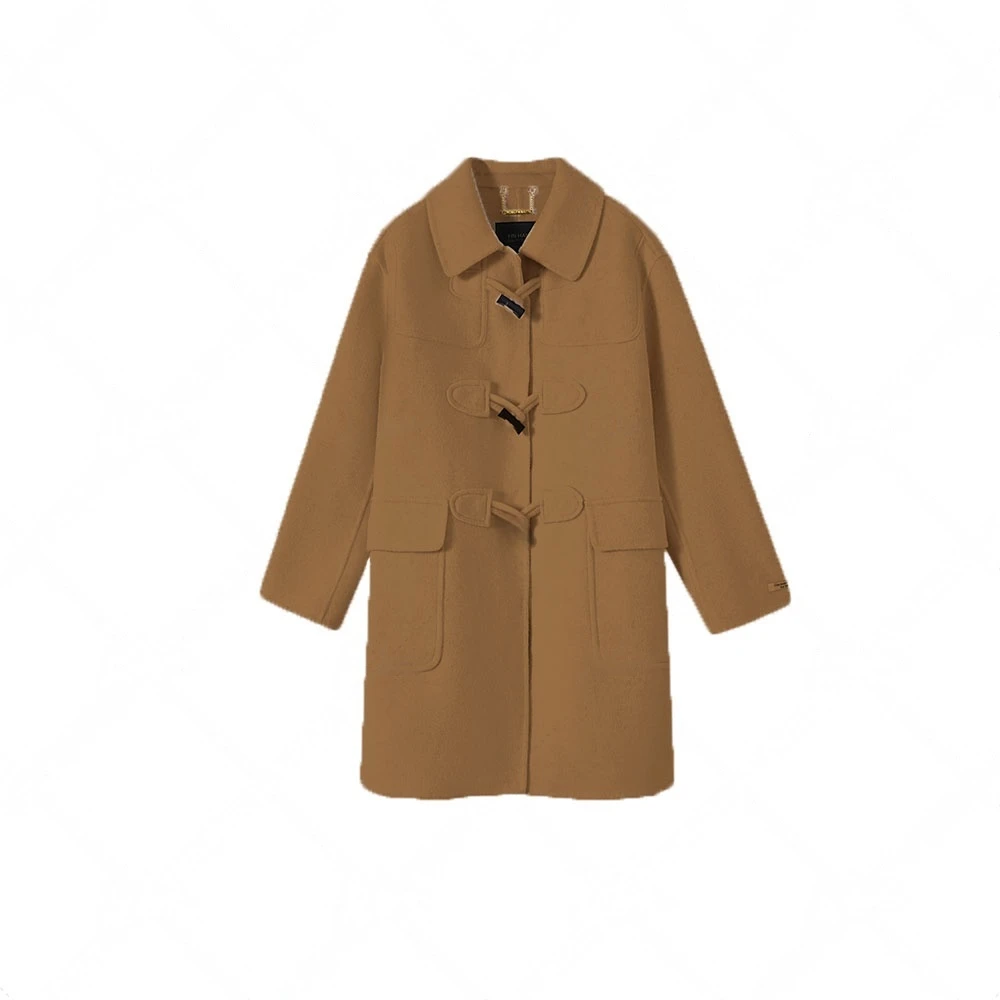 袖宽松型H型休闲风毛呢外套时尚中长款韩版23110