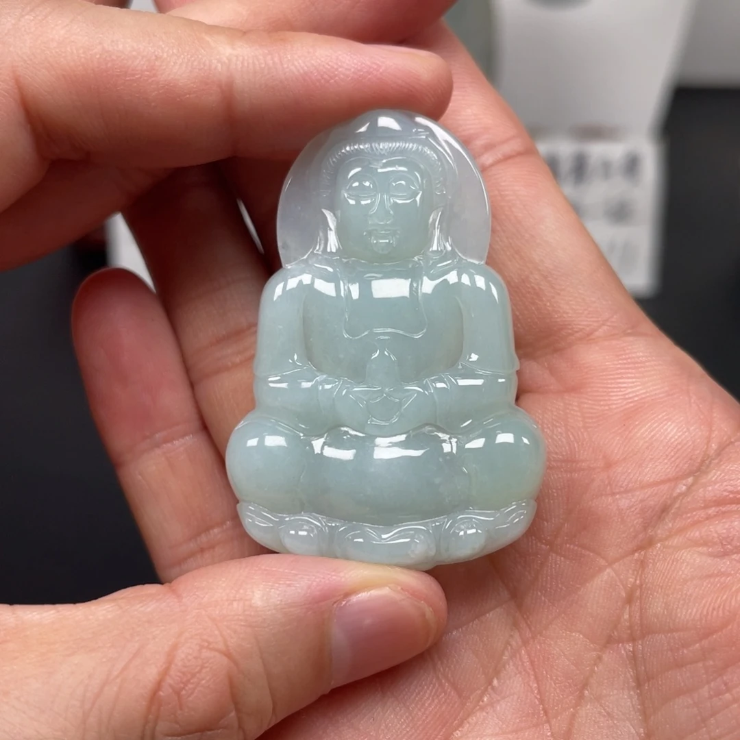 翡翠未镶嵌颈饰天然翡翠A货观音100号