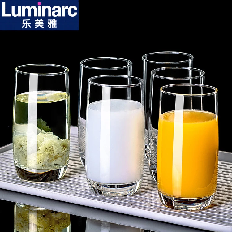 家用耐热泡茶杯圆形透明牛奶杯玻璃杯子果汁杯餐厅水杯简约喝水杯