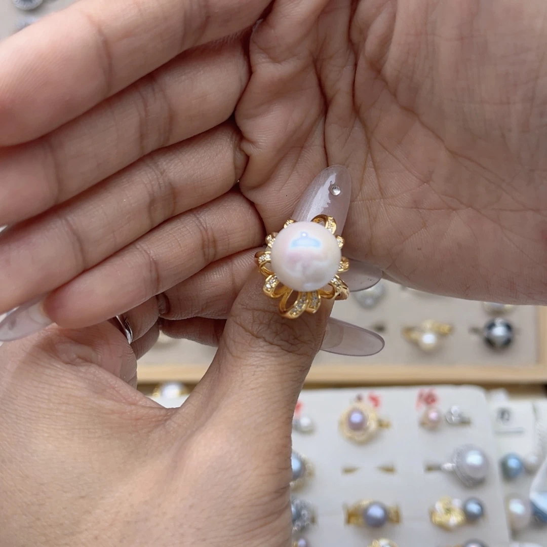 *****淡水珍珠戒指合金