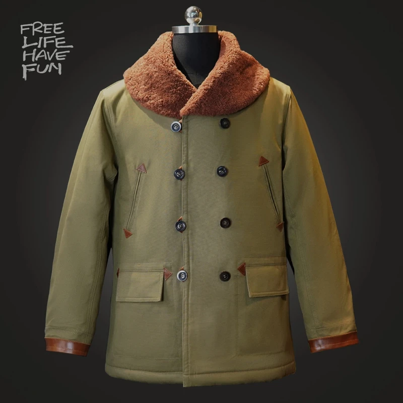 军旅工装外套农场主款羊羔毛皮毛一体大衣外套派克服男士百搭复古
