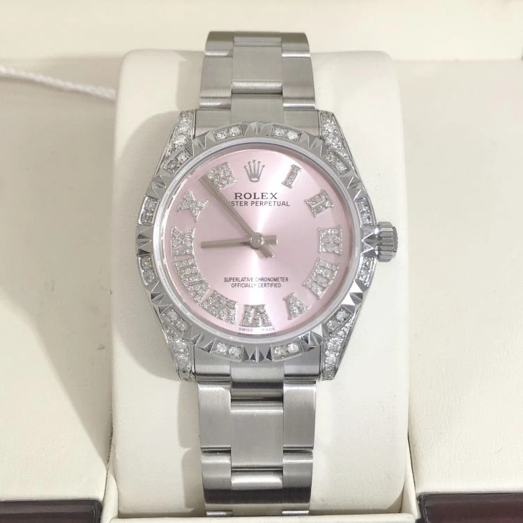 95新 Rolex/劳力士 校长力荐】31盘菠萝圈罗马刻度后镶钻小扣拆单