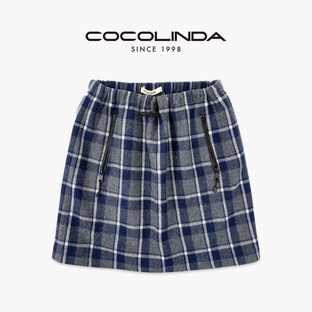 COCOLINDA ”俏皮格调“【100%羊毛】惬雅彩格舞步矜艺A摆半身裙Q3866