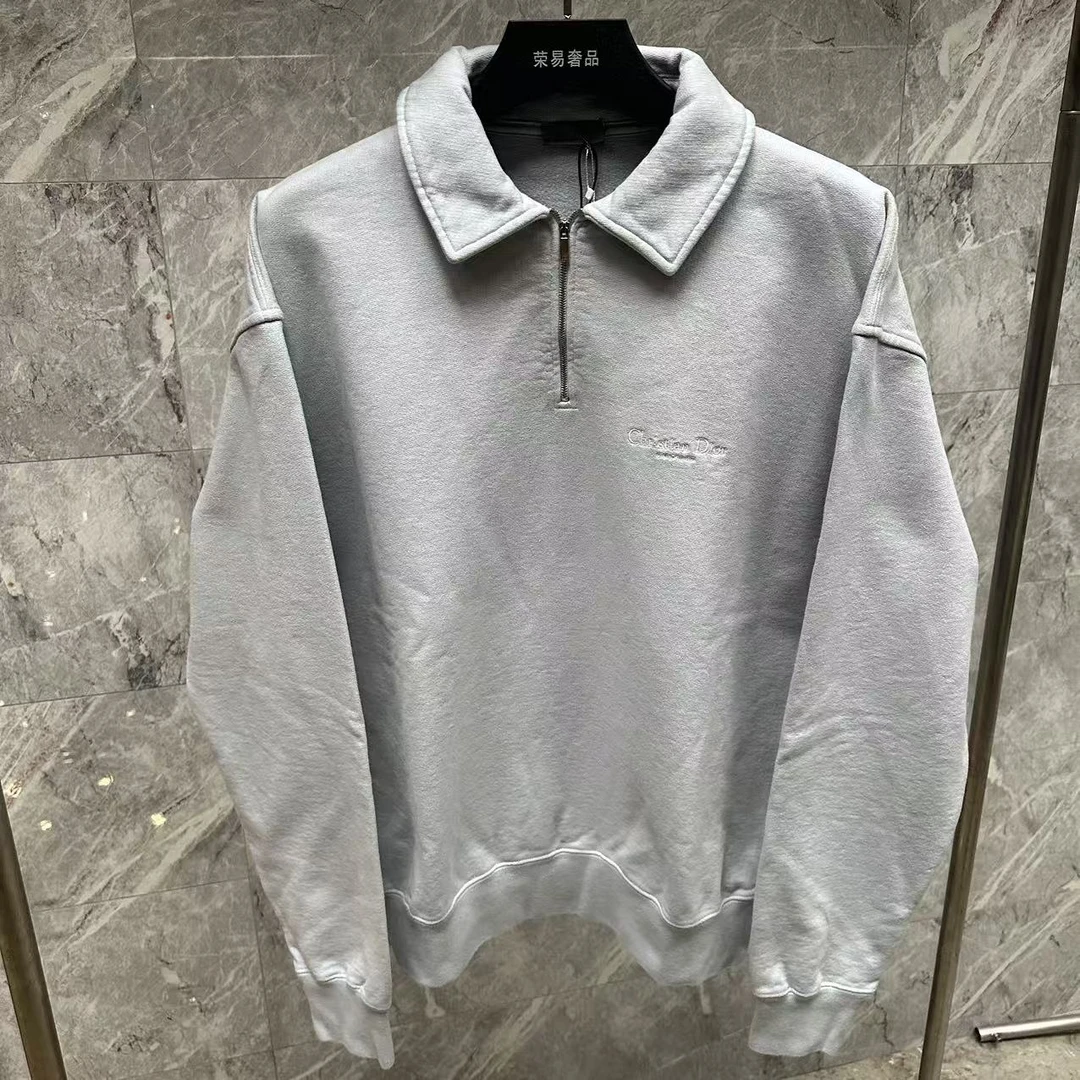 未使用 DIOR/迪奥 LOGO刺绣半拉链卫衣/M码