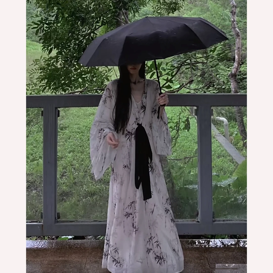 2025夏季新款重工设计高级感提花印花连衣裙长裙+吊带裙两件套女