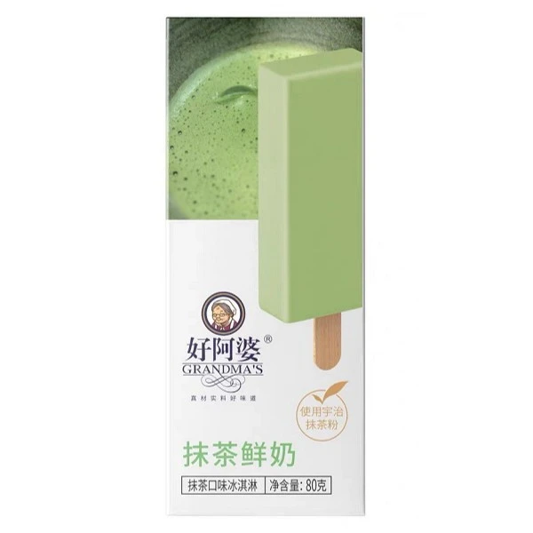 好阿婆 抹茶鲜奶口味冰淇淋80g/盒雪糕同城送雪糕同城配