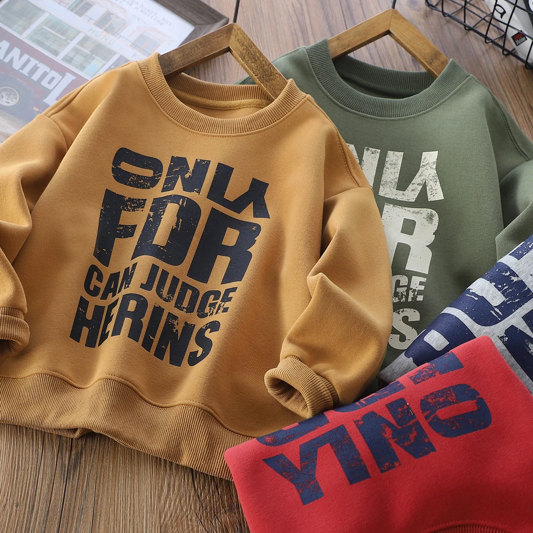 男童儿童2025秋季新款卫衣运动圆领衫中大童简约宽松上衣百搭休闲