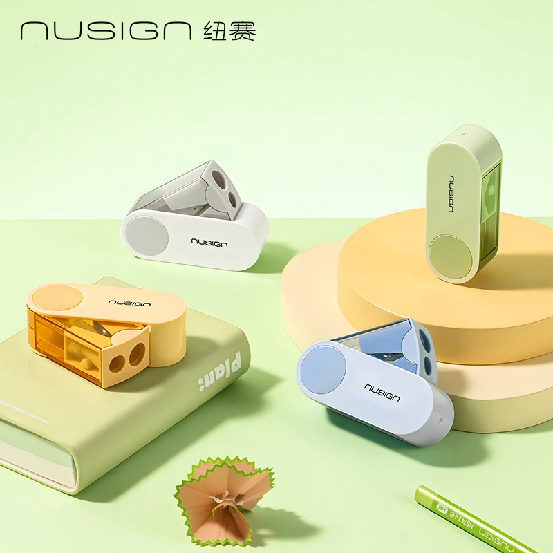 得力纽赛旋转双孔刀头卷笔刀折叠密封削笔机削笔器幼儿园小学生