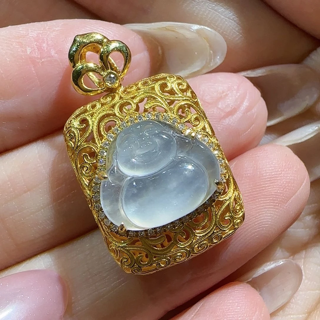 【闪购商品】颈饰18K金镶嵌翡翠:***生天然A货翡翠