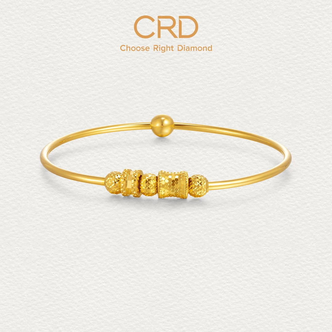 CRD克徕帝爆闪小蛮腰足金手镯筒珠金珠黄金足金999手镯送礼