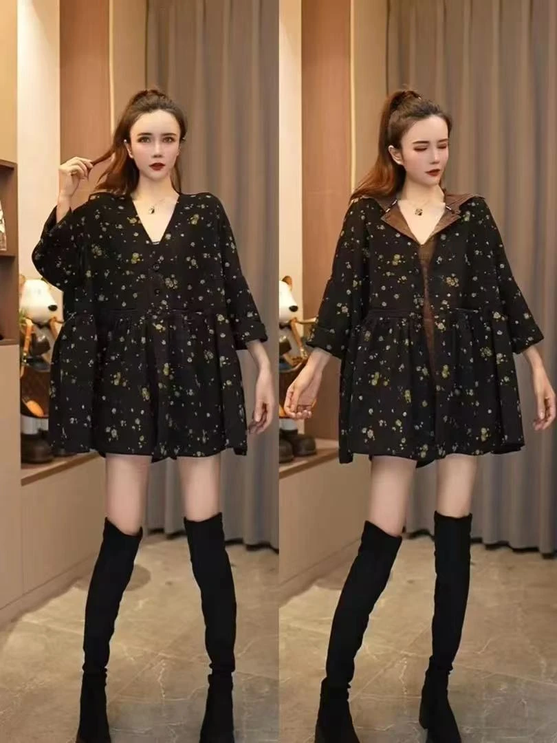 【鑫良】9203春秋季新款时尚复古休闲褶皱减龄牛仔外套