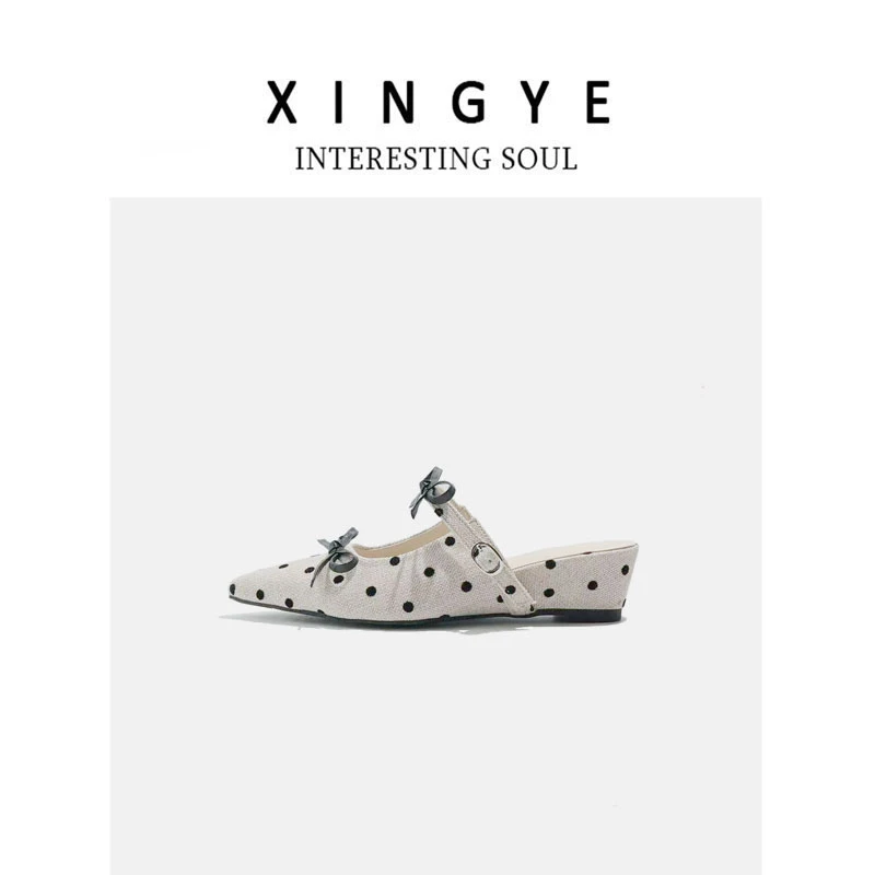 日系纯欲辣妹风穆勒鞋2025夏季新款尖头浅口包头拖