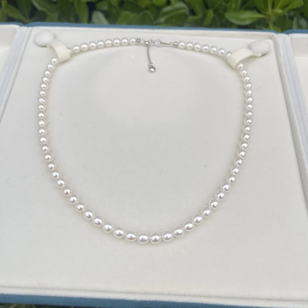 【美人泪】5-6mm天然极光美人泪珍珠项链气质白色百搭强光仙女素链