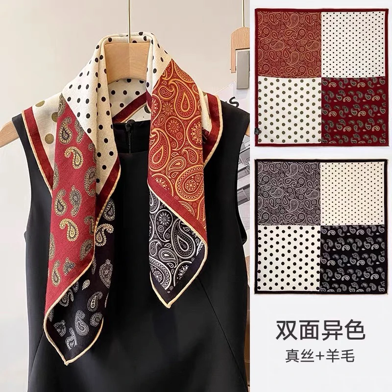 【合集】30%真丝70%羊毛62×62手工卷边秋冬百搭时尚方巾送礼佳品