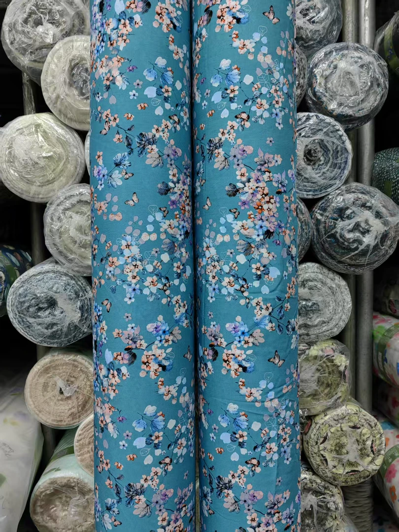 重磅棉绸.蝶绕枝头春夏连衣裙旗袍面料凉快透气