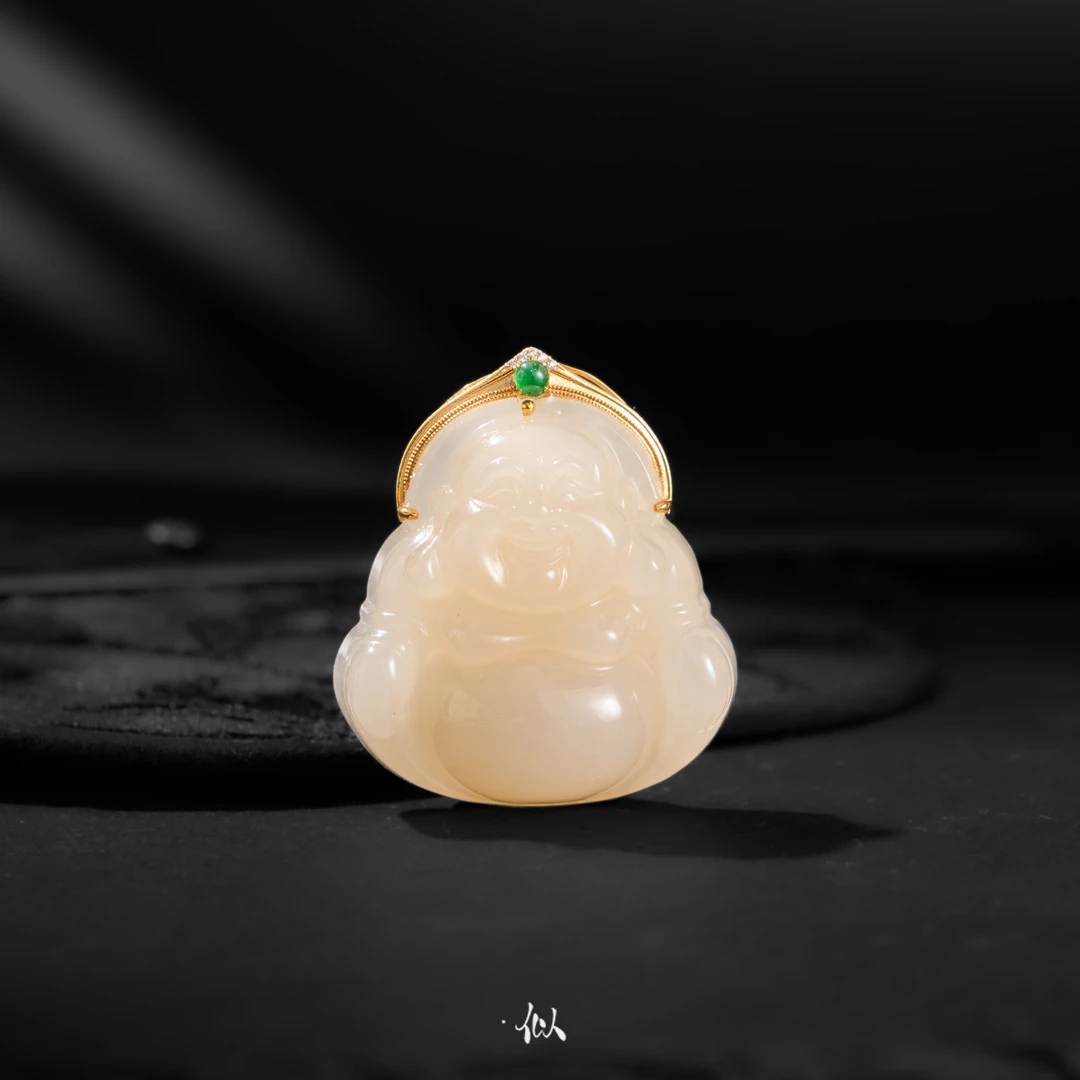 【暖慈】·似梓珠宝· 18k金镶藕粉佛公  SZCC1540156