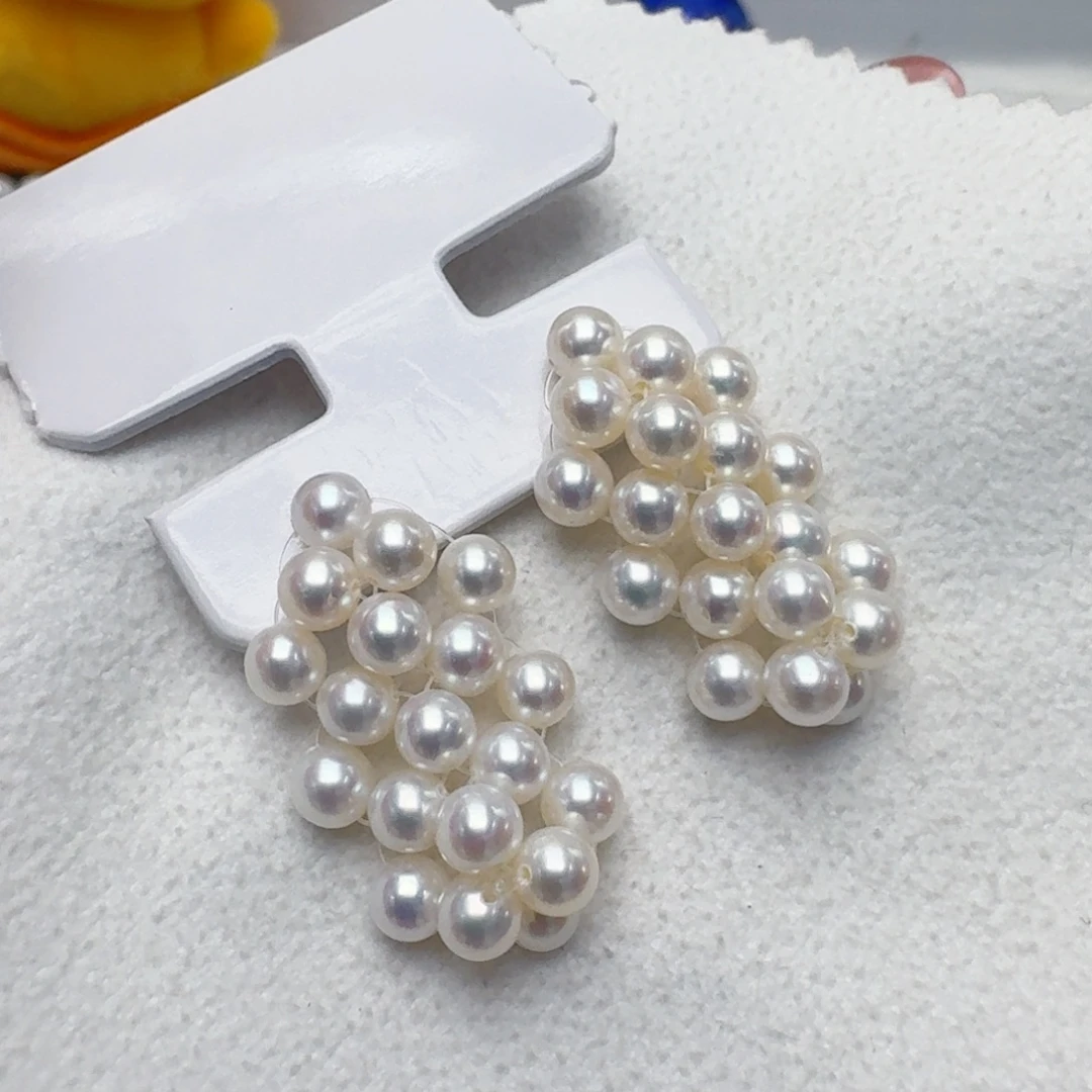 淡水珍珠耳饰18K金镶嵌@@be142