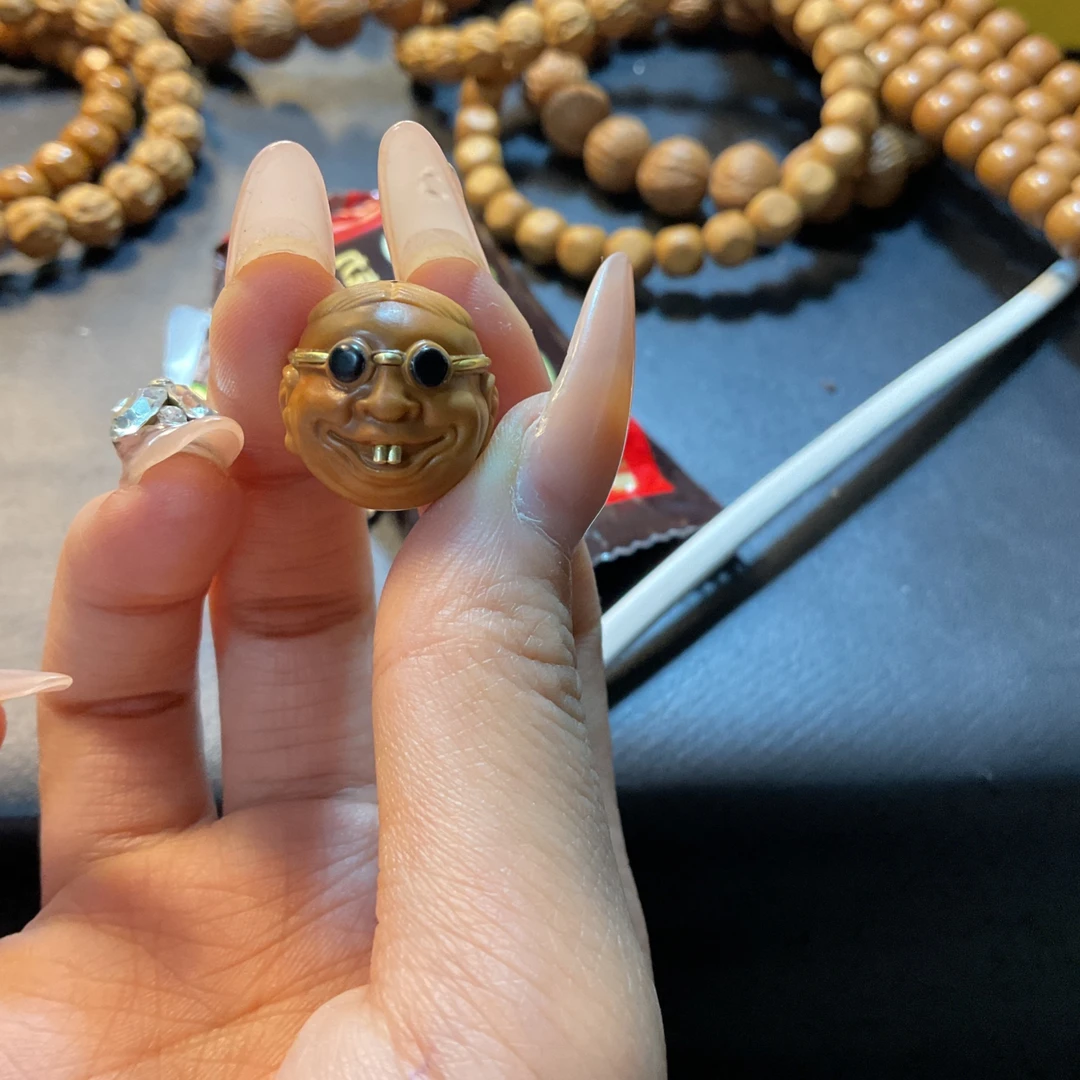 猴头雕刻街溜子手工铜镶嵌尺寸15 - 17文玩配饰