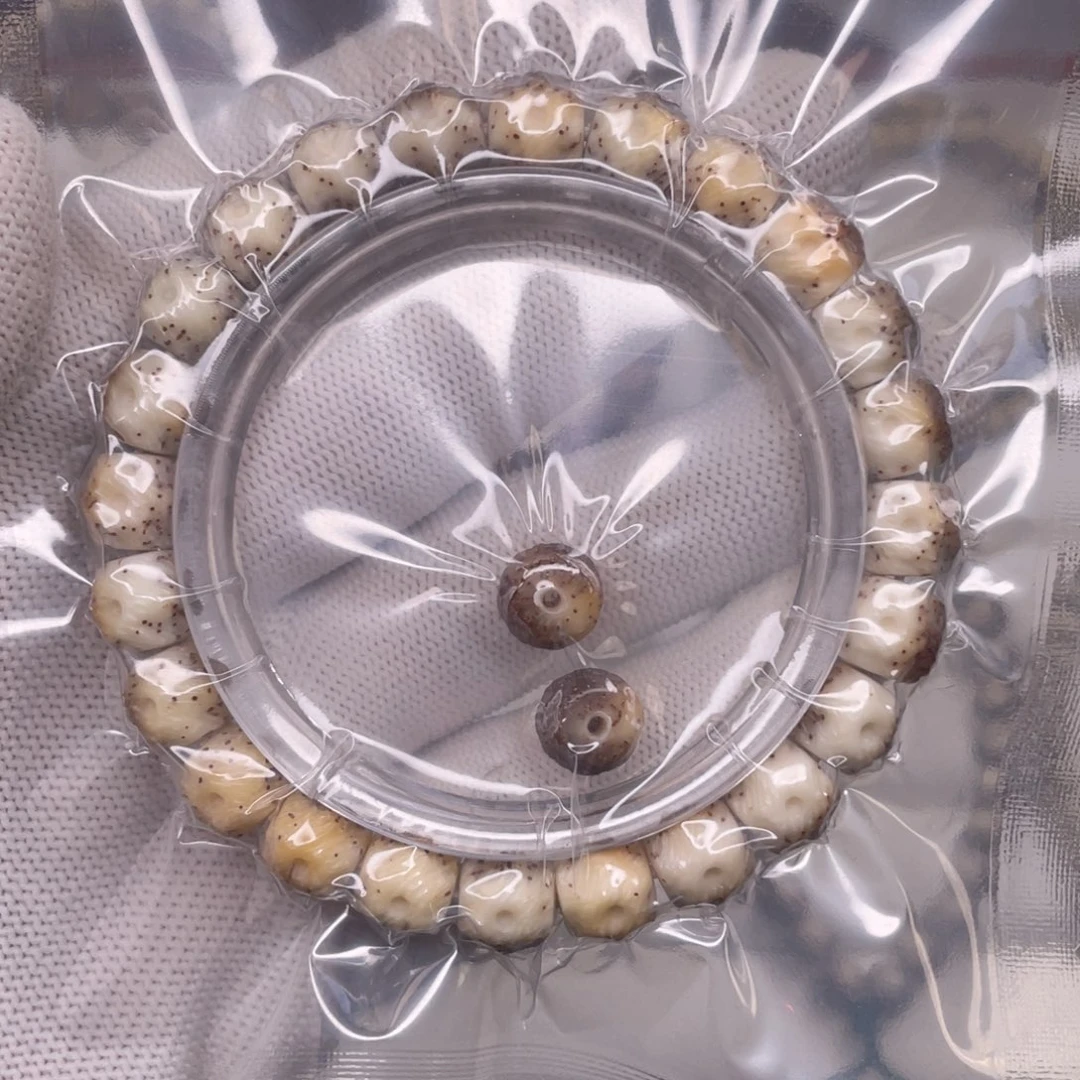 星月菩提手串糯冰石玉料拉丝纹深坑双工无相9.5