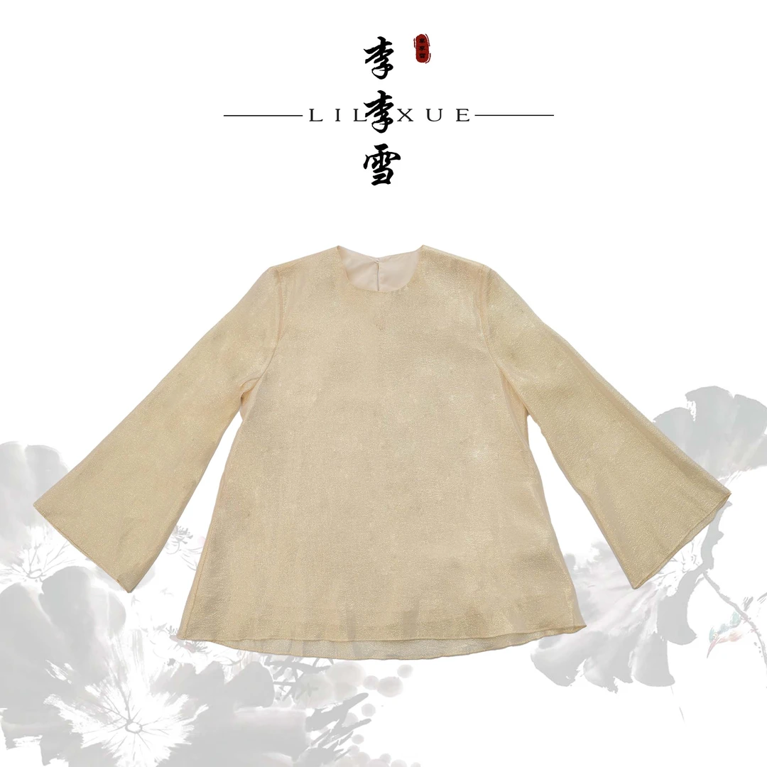 LILIXUE《流金岁月》新中式2025春夏新款桑蚕丝透气宽松上衣82503