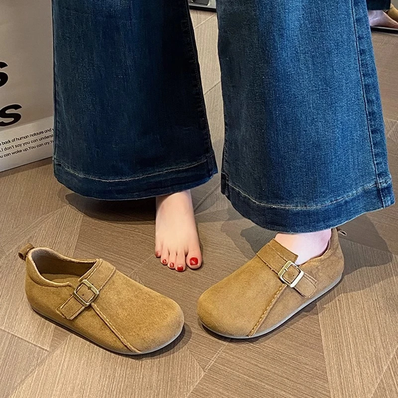 软底勃肯鞋女2025新款春季一脚蹬豆豆鞋时尚百搭英伦风复古女鞋子