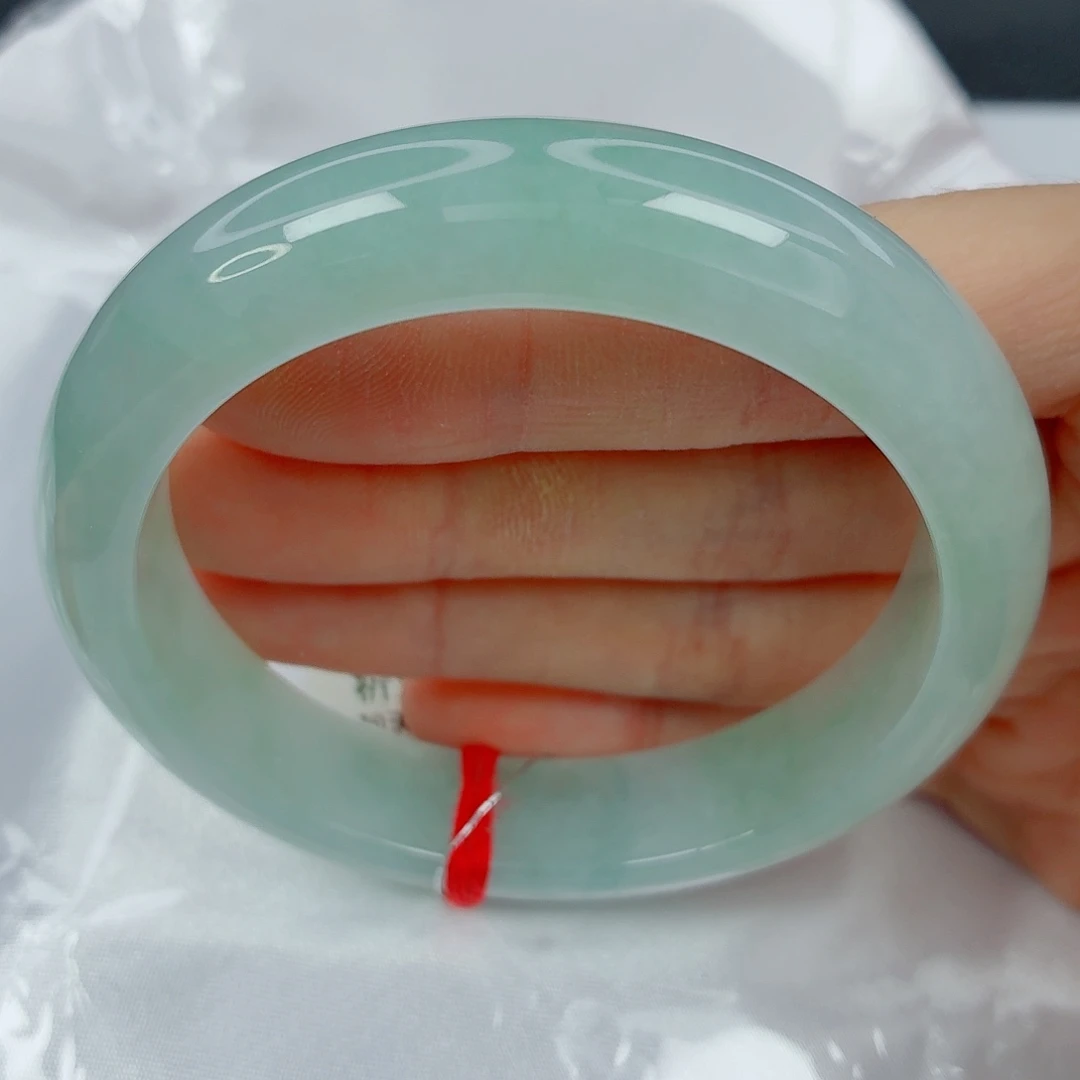 翡翠未镶嵌手镯57正圈，冰底淡葡萄肉色，038