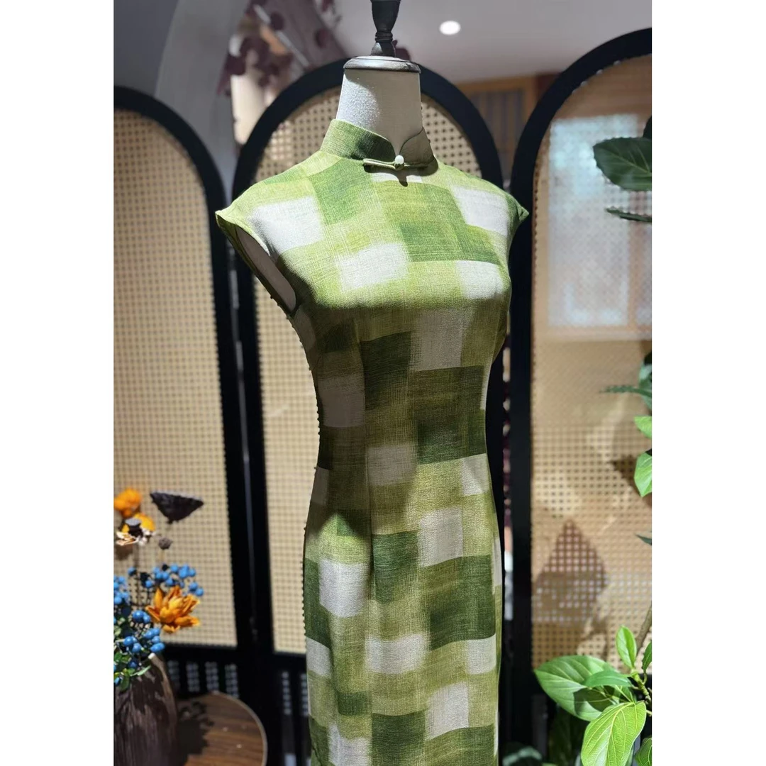 戚薇原创【草木香】长120夏季高品质国风双层旗袍