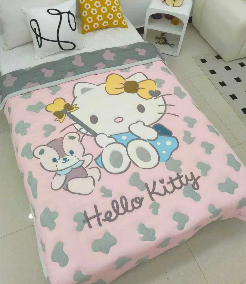 【粉花KT】150*200cmA类柔软亲肤透气春秋冬被棉纱泡芙被