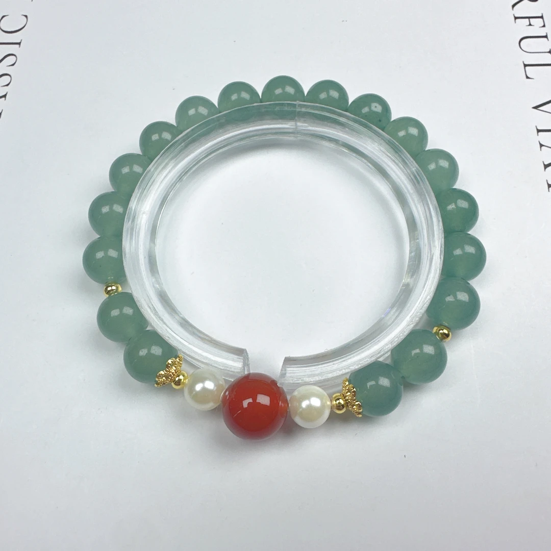 (成品)长相思蓝妃玉石6-8mm手串手链设计款  蓝色玉珠小众珠宝