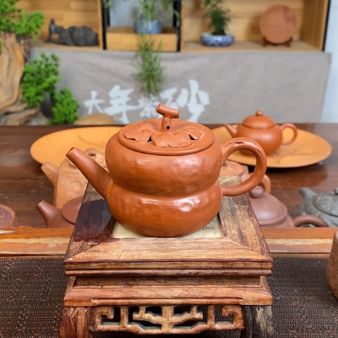 茶壶紫砂大红袍手捏壶