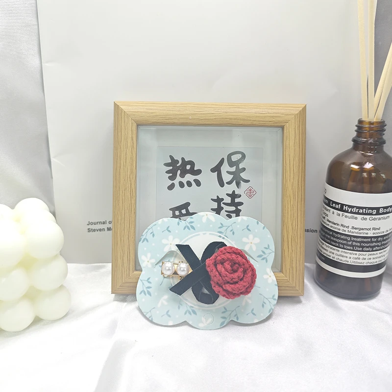 山茶花发夹  手工钩织手工DIY百搭时尚创意玩偶钩织